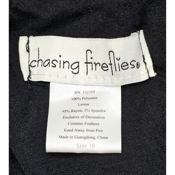 Chasing Fireflies Girl's Black Sequin Feather Dress Size 10 1925 - Picture 8 of 9